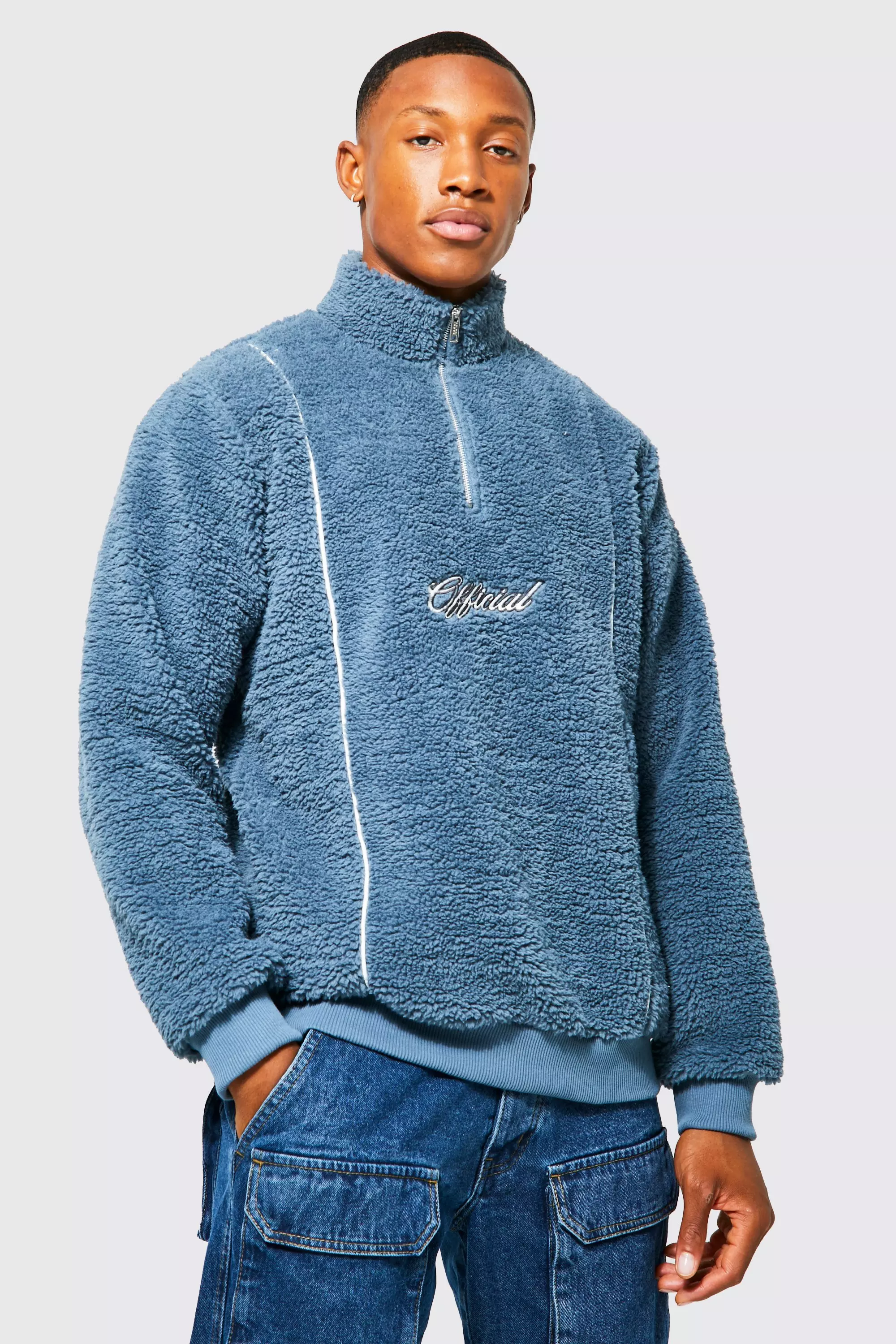Official Piping Borg 1/4 Zip Funnel Sweat | boohooMAN USA
